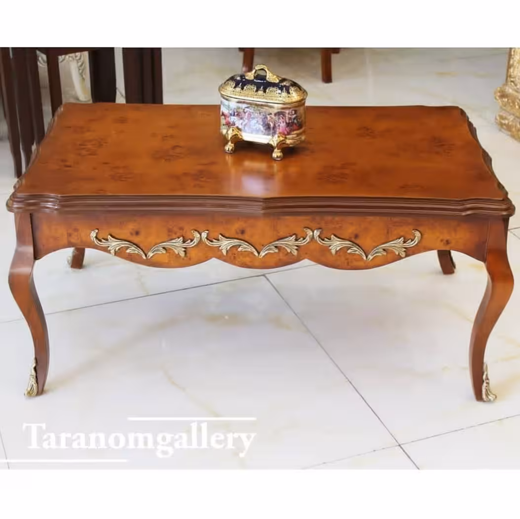 میز وسط چوبی قهوه ای مستطیل برنزکوب