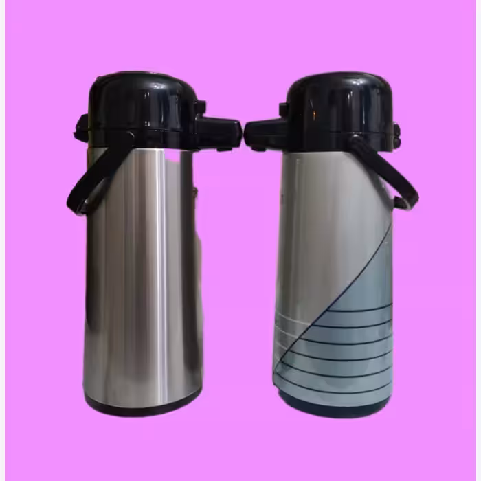 فلاسک 2/5 لیتری پمپی استیل شیشه دار | amazonchi