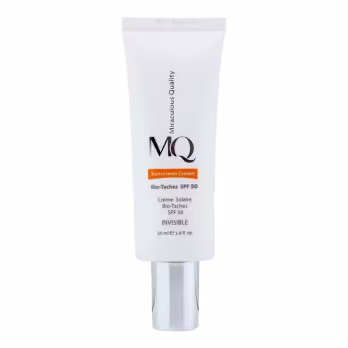 کرم ضدآفتاب  ام‌کیو، با SPF50، مدل BIO TACHES، حاوی محافظ UVA ،UVB مناسب انواع پوست، حجم 55 میلی لیتر