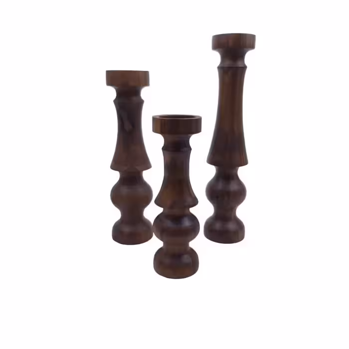 شمعدان چوبی خراطی چوبی سه تایی کد WD5934