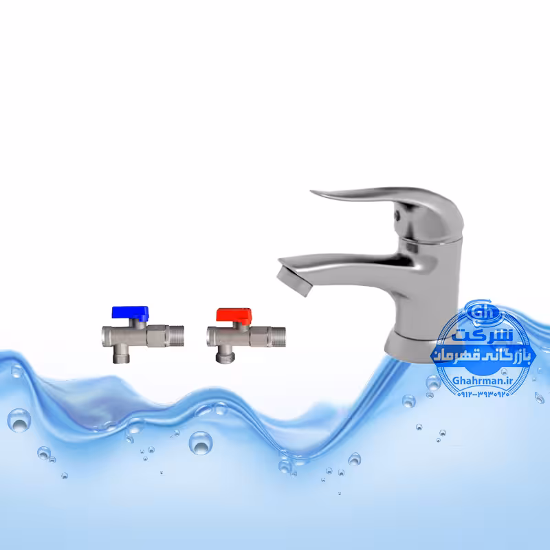 ست 3 عددی شیر روشویی کروم مات مدل قهرمان به همراه شیر پیسوار, شیرآلات آیدا صنعت