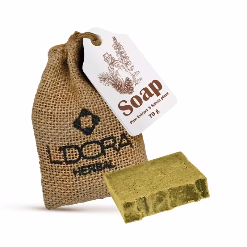صابون گیاهی حاوی عصاره‌ کاج وگیاه مریم‌گلی لدورا هربال 70 گرمی L’DORA Herbal Soap with Pine Extract and Salvia, 70 g