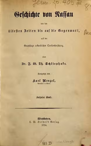 خرید و دانلود نسخه کامل کتاب Geschichte von Nassau von den ältesten Zeiten bis auf die Gegenwart, auf der Grundlage urkundlicher Quellenforschung