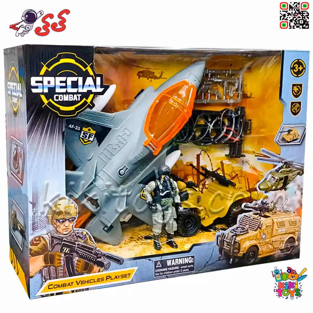 اسباب‌بازی جنگی نظامی پسرانه شامل هواپیما، موتور چهارچرخ و سرباز با تجهیزات مدل Soldier Force 310913