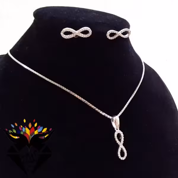 نیم ست نقره بی نهایت با زنجیر نقره کد NS_1007
