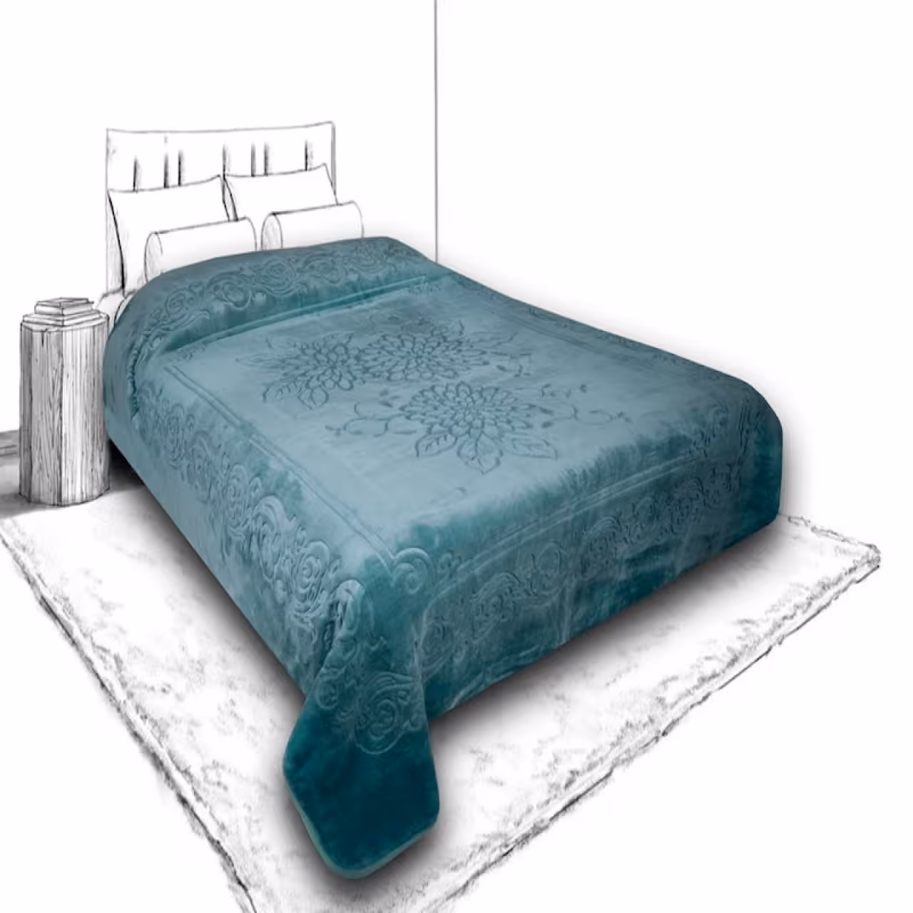 پتو گلبافت GOLBAFT دونفره گل برجسته تکرنگ سایز 220*240 سانتی متر