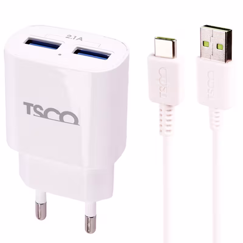 شارژر دیواری TSCO TTC 62 2Port 2.1A 10.5W   کابل تایپ سی
