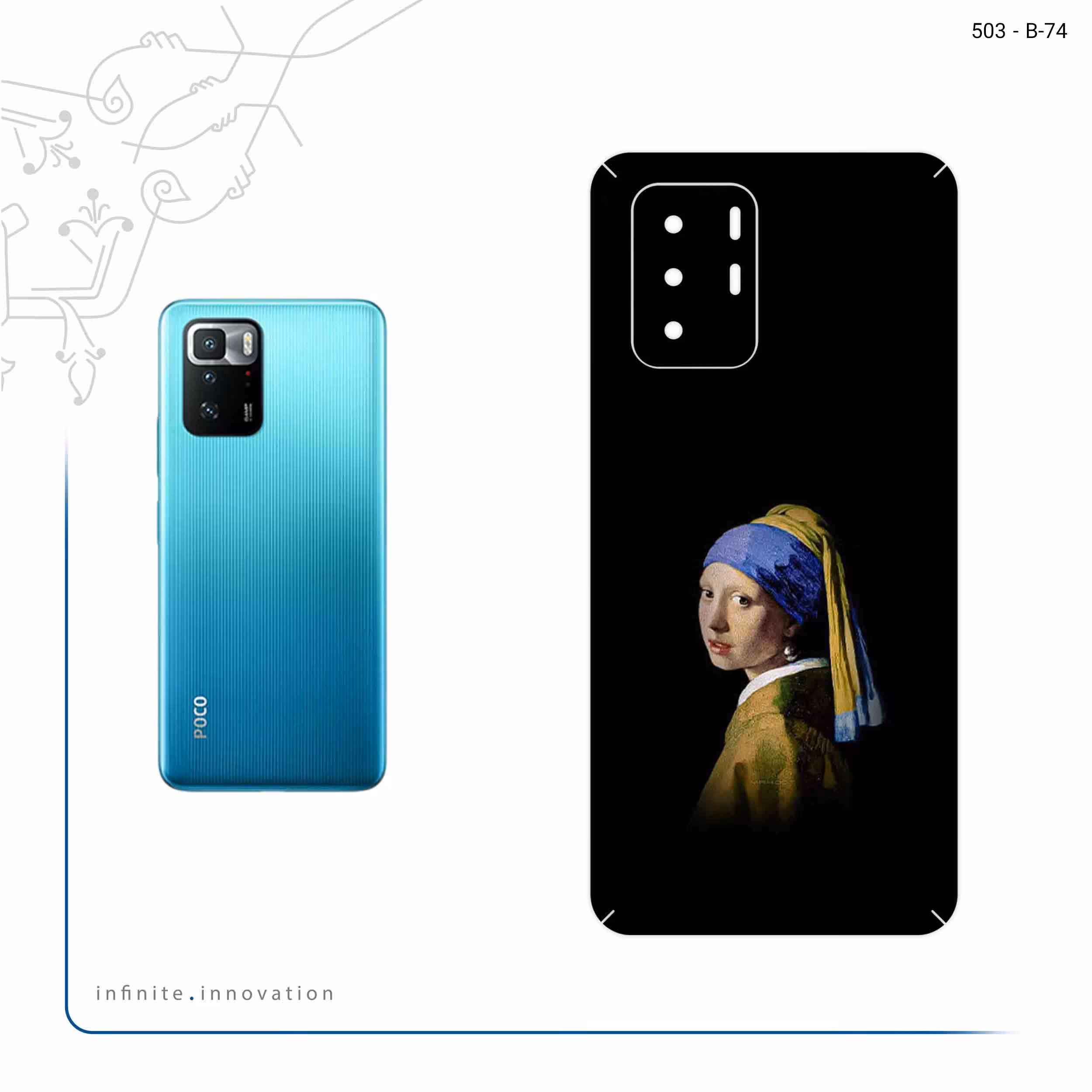 برچسب پوششی ماهوت مدل Girl with a Pearl Earring of Vermeer مناسب برای گوشی موبایل شیائومی Redmi Note 10 Pro (China)