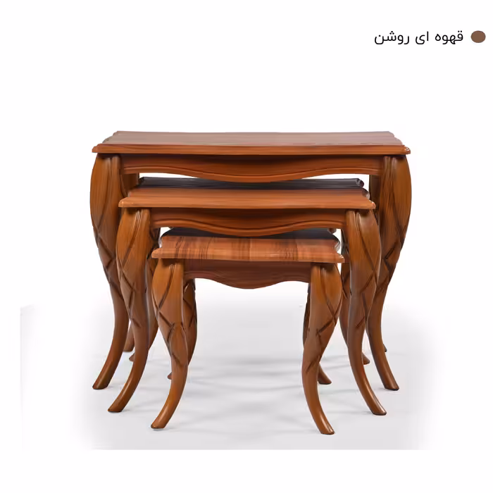 میز پذیرایی میز چوب مدل پیچک مجموعه 4 عددی