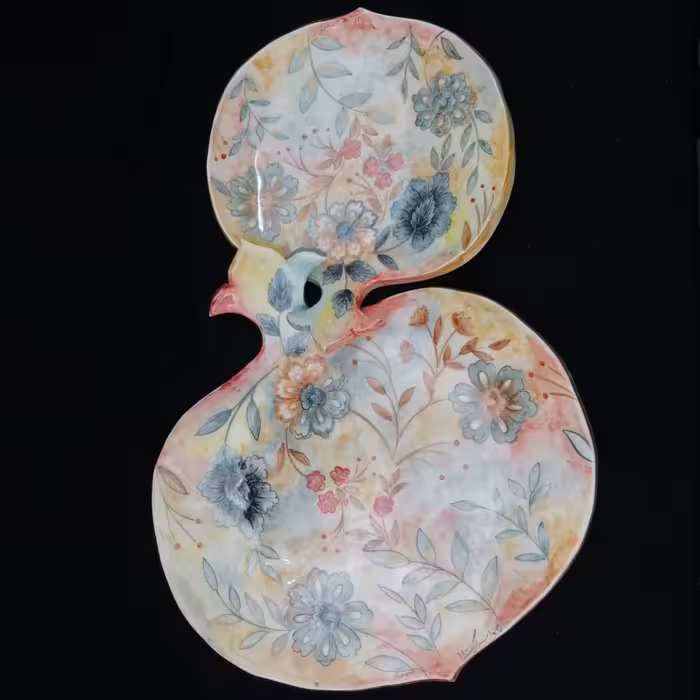 شیرینی خوری سرامیکی هیوا طرح نارگل مدل بهار کد 10987698مجموعه 2 عددی