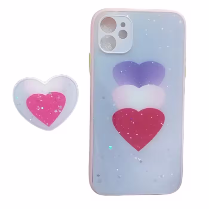 کاور مدل 11 قلبی مناسب برای گوشی موبایل اپل IPhone11 به همراه پایه نگهدارنده