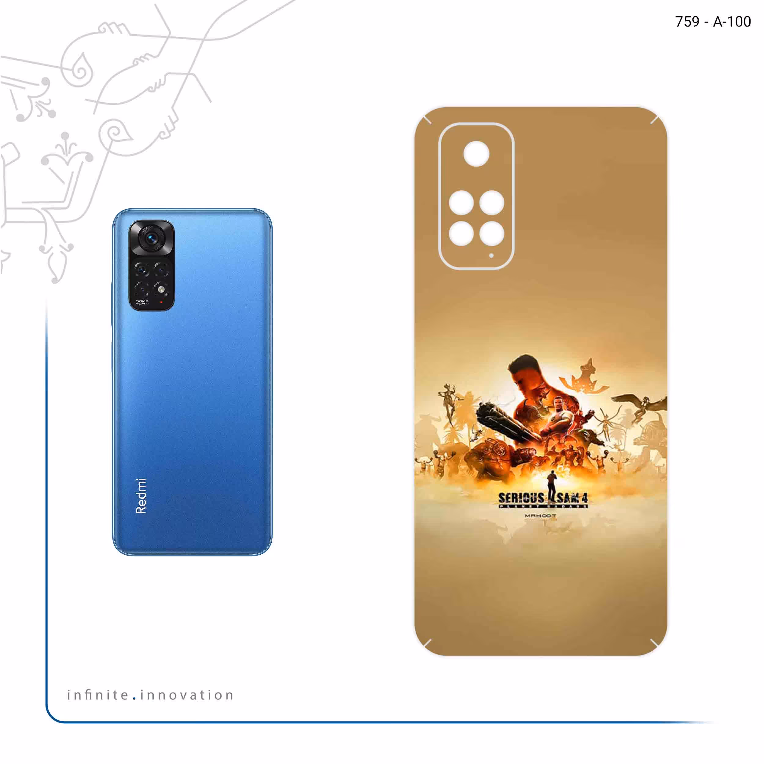 برچسب پوششی ماهوت مدل Serious Sam Game Series مناسب برای گوشی موبایل شیائومی Redmi Note 11