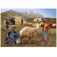 کد 28021 - نخ و نقشه کامپیوتری تابلو فرش عرشیان طرح کودکان عشایر
