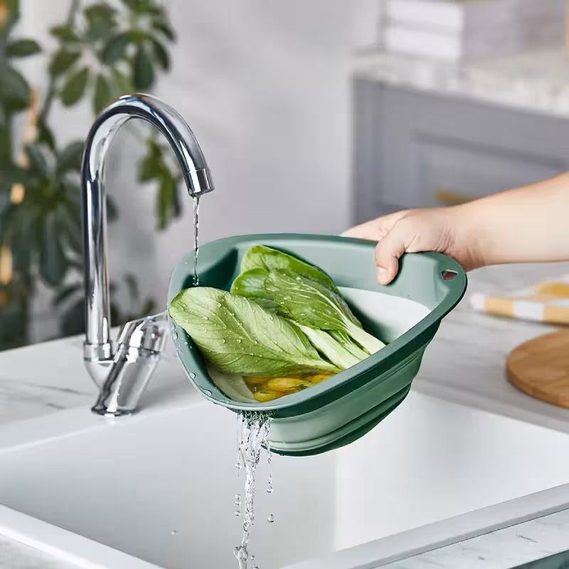 لگن مثلثی تاشو آبگیری میوه برند کیولوکس مدل دیانا رنگ سبز کد L009253