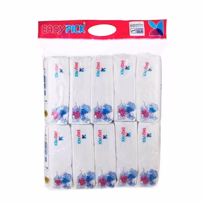دستمال کاغذی اقتصادی ایزی پیک 100 برگ دو لایه بسته 10 عددی