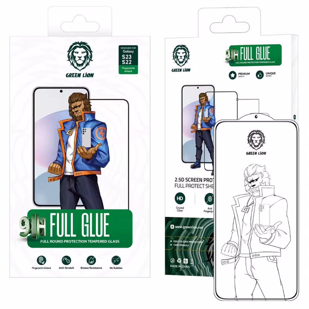 گلس شفاف گرین لاین 9H Full Glue سامسونگ S23/S22