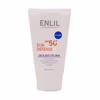 کرم ضدآفتاب SPF50 بی‌رنگ سان دیفنس مناسب پوست خشک انلیل 50 میلی‌لیتر Enlil