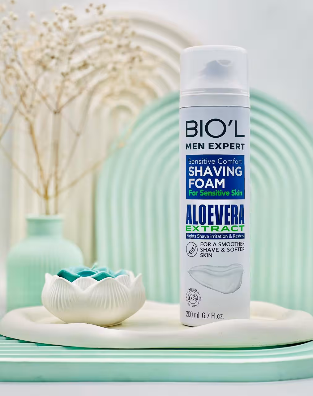 فوم اصلاح خنککننده آقایان بیول مناسب پوست حساس با عصاره آلوئهورا - 200 میلیلیتر -