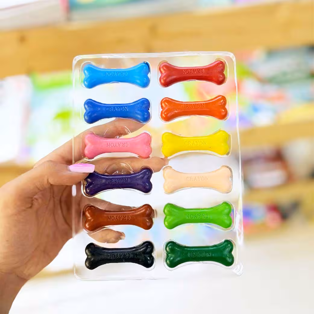 مداد شمعی جادویی 12 رنگ طرح استخوان