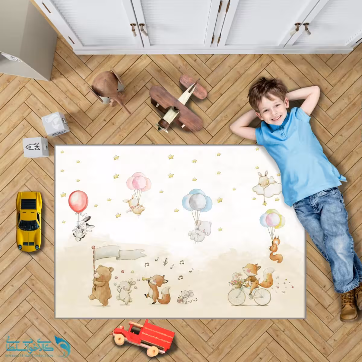فرشینه اتاق کودک طرح پارتی حیوانات کد A2411