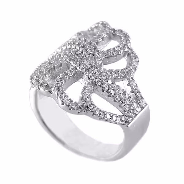 انگشتر نقره سولیتر زنانه روکش رادیوم مدل فرنو _ کد : 100022