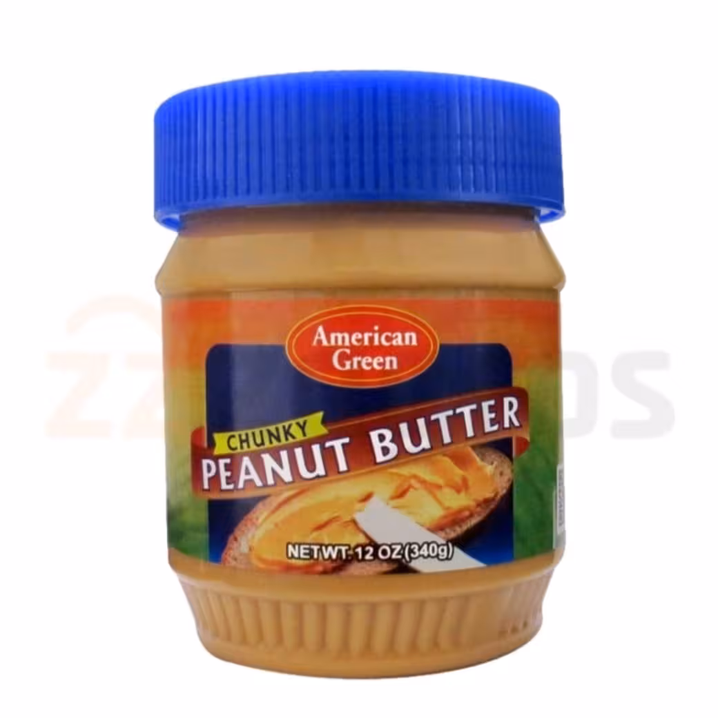 کره بادام زمینی با طعم کرانچی امریکن گریین 340گرمی(American green) 