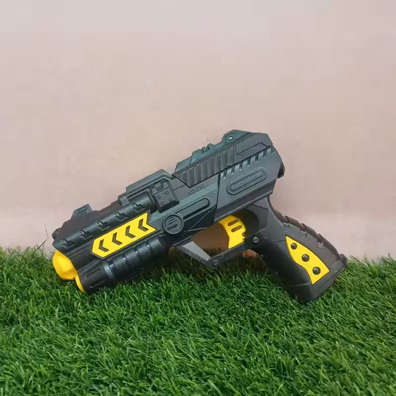 اسباب بازی تفنگ با تیرهای ژله ای و خشابی اندازه ی متوسط با ابعاد20سانت تک رنگ با کیفیت عالی