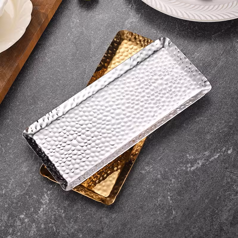 سینی مزه استیل مدل چکشی سایز 25×11