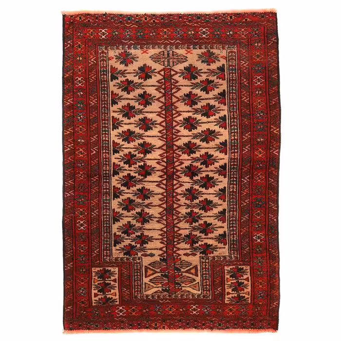 فرش دستباف قدیمی یک متری ترکمن