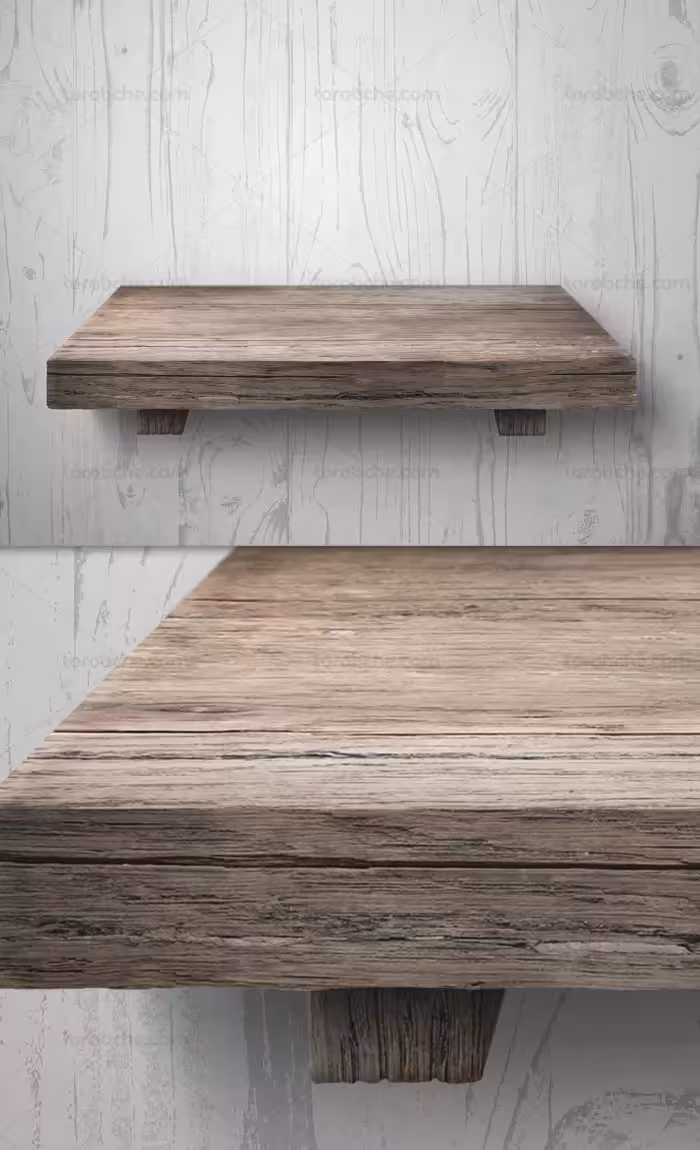 عکس با کیفیت قفسه چوبی وصل شده به دیوار - گرافیک با طعم تربچه