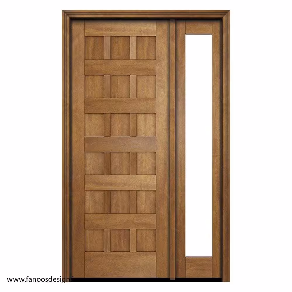 درب ورودی لابی چوبی یک و نیم لنگه کد 3030