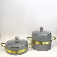 ست دیگ و تابه سنگی با دسته برنج