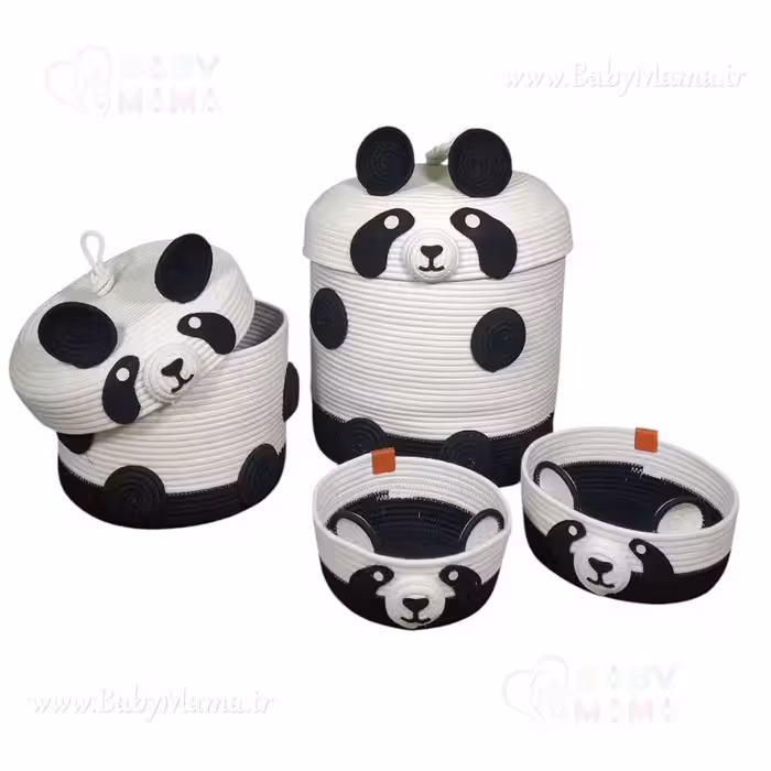 ست 4 تیکه سبد اتاق کودک قیطان مدل پاندا