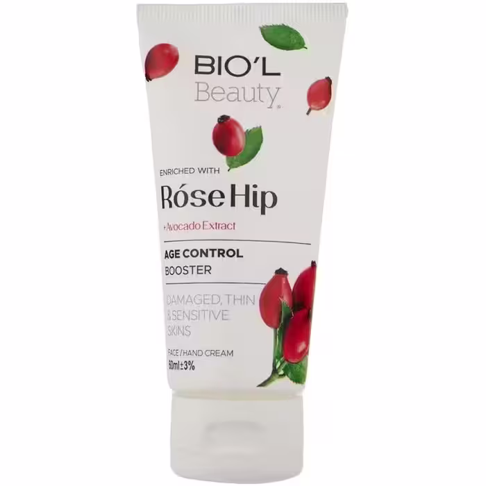 کرم تیوپی مرطوب کننده کم چرب روغن رزهیپ و آووکادو بیول 60 میل ( BIOL MOISTURIZING HAND CREAM WITH ROSE HIP EXTRACT 60ML )