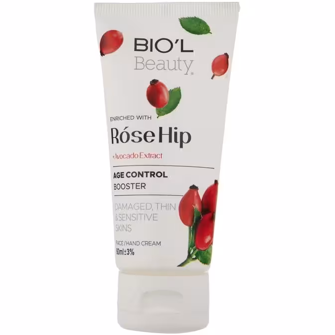 کرم تیوپی مرطوب کننده کم چرب روغن رزهیپ و آووکادو بیول 60 میل ( BIOL MOISTURIZING HAND CREAM WITH ROSE HIP EXTRACT 60ML )