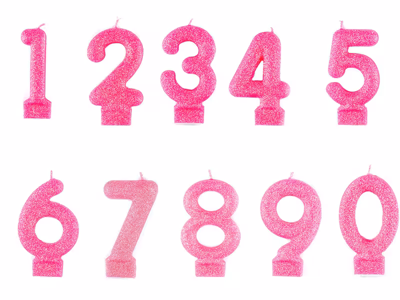 شمع اعداد صورتی