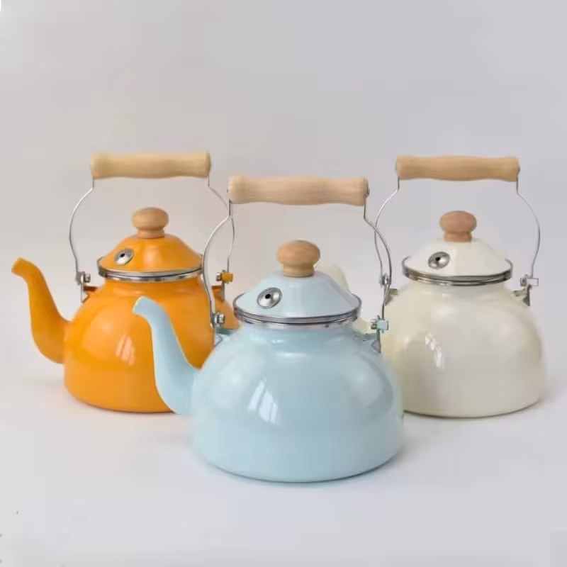 کتری لعابی طرح انگلیش هوم رنگ آبی