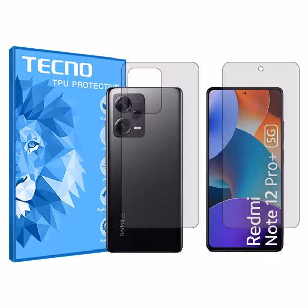 گلس صفحه نمایش و پشت گوشی شیائومی Redmi Note 12 Pro Plus 5G مدل هیدروژلی شفاف برند تکنو کد SS