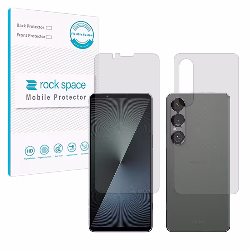 گلس صفحه نمایش و پشت گوشی سونی Xperia 1 VII مدل نانو هیدروژل مات برند راک اسپیس کد SS