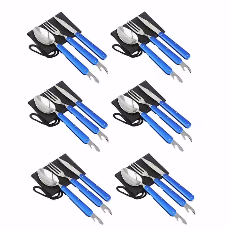 ابزار چند کاره - قاشق، چنگال و چاقوی تاشوی سفری و کوهنوردی 6 ست OHSG-001