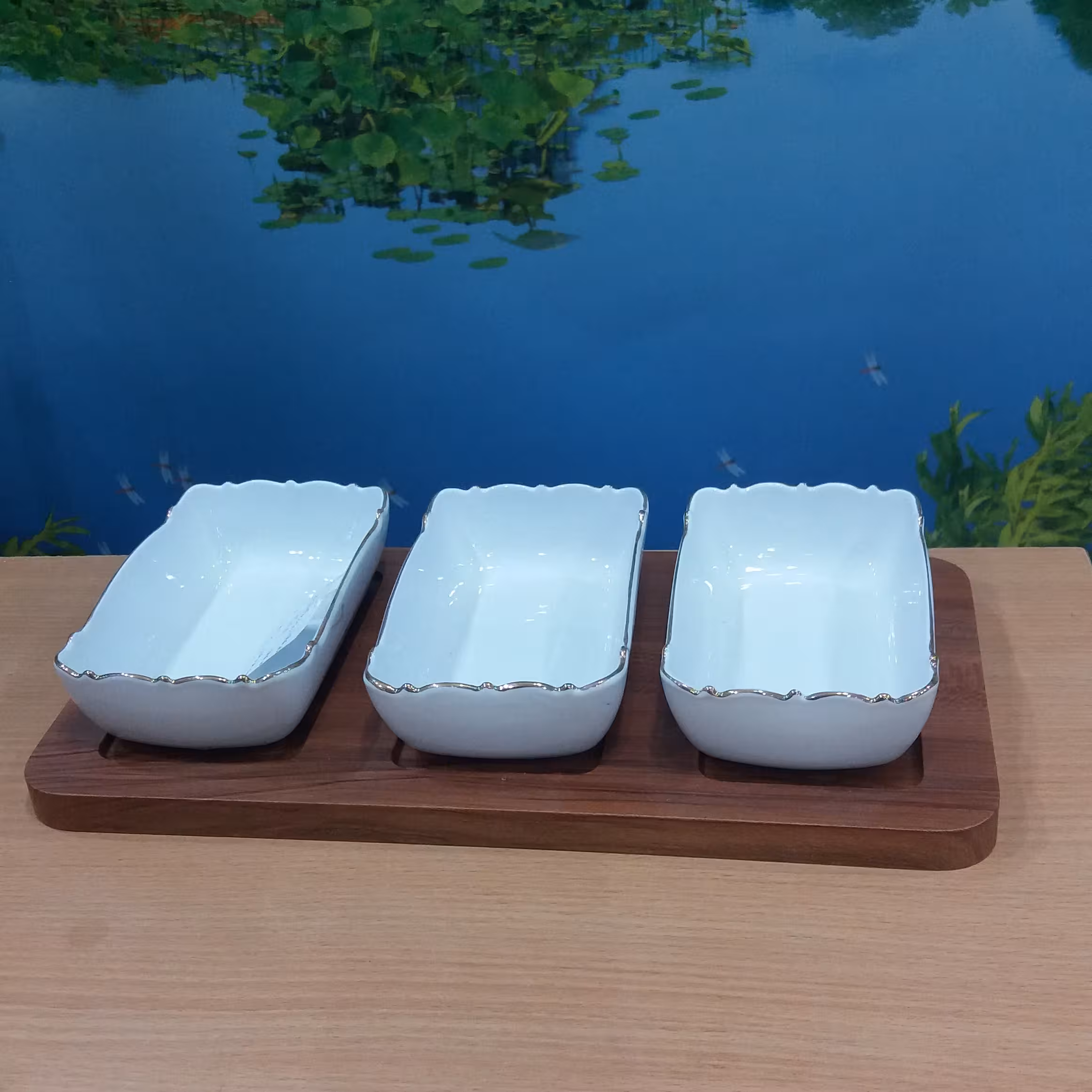 سرویس اردو خوری مستطیل موج سه خانه 