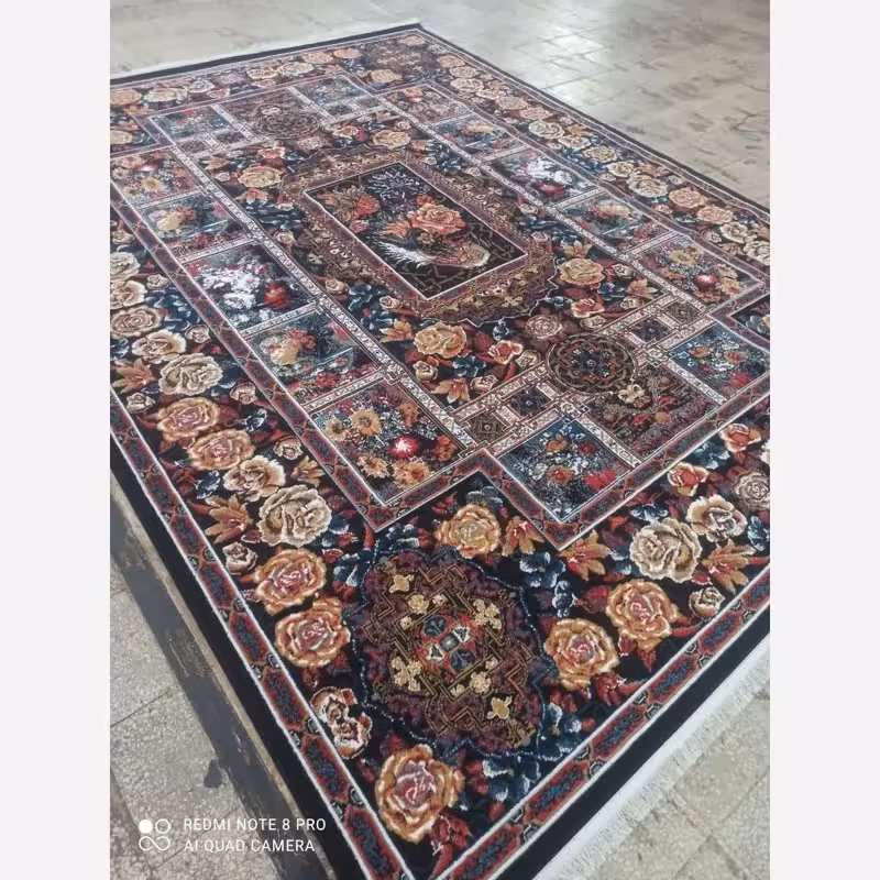 فرش ماشینی 9متری کاشان نقشه باغ ارم(ارسال رایگان)