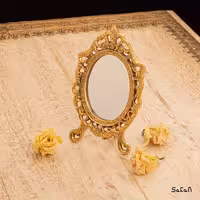 آینه برنجی هندی طلایی مدل بیضی