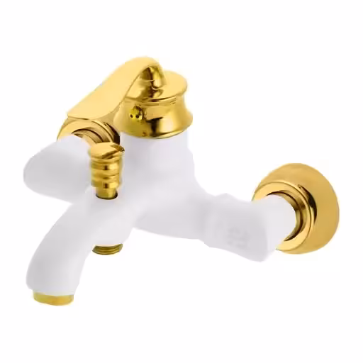 شیر حمام مدل بامبو قاجاری سفید طلا
