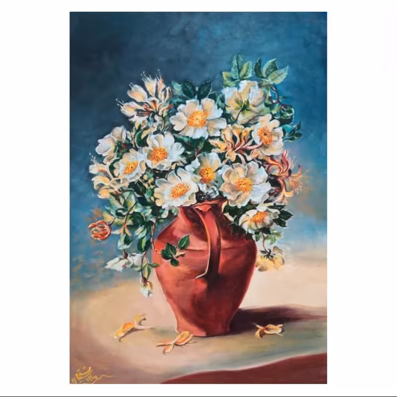 تابلو نقاشی رنگ روغن طرح گل نرگس