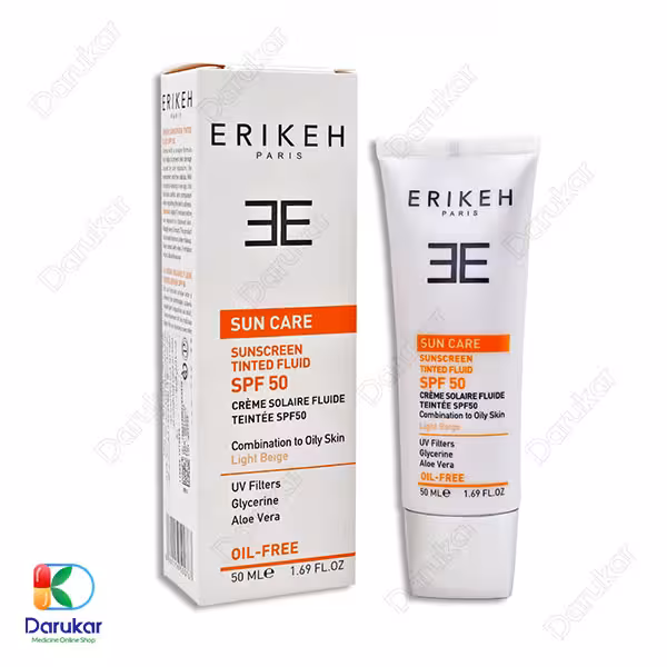فلوئید ضد آفتاب اریکه مناسب پوست چرب و مختلط SPF50 حجم 50 میلی لیتر