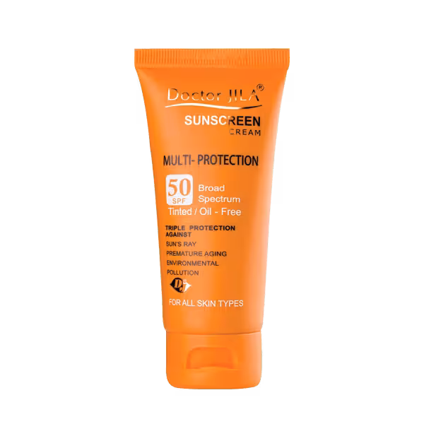 کرم ضد آفتاب مولتی پروتکشن دکتر ژیلا SPF50 فاقد چربی Doctor Jila Tinted Sunscreen Cream Multi Protection SPF50