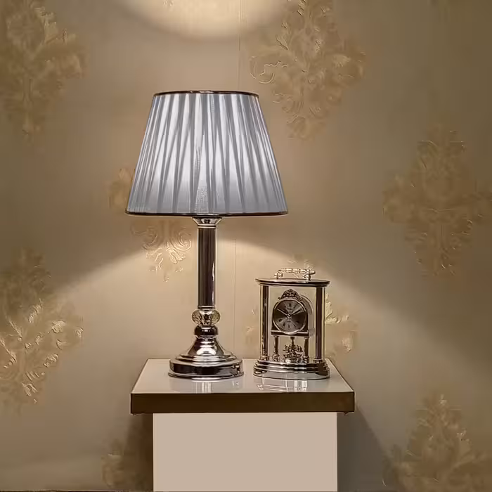 آباژور رومیزی تندیس کد 1330 - فلزی نقره ای