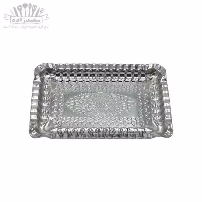 سینی استیل مستطیل لب کنگره طرح لوزی 22×35