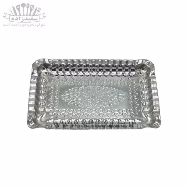 سینی استیل مستطیل لب کنگره طرح لوزی 22×35
